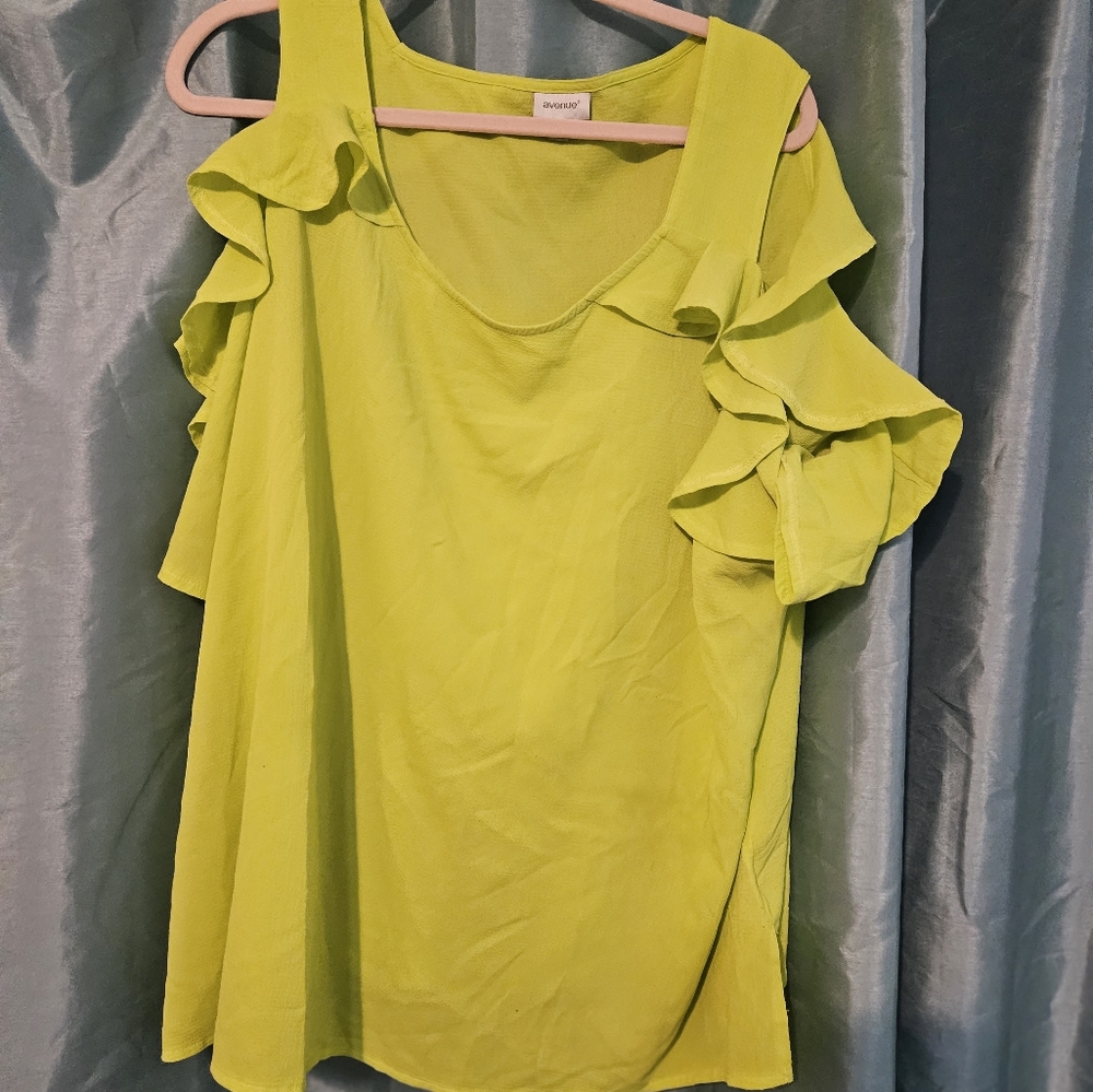 Line green cold shoulder top